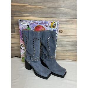 JEFFERY CAMPBELL NIB Juvenile Blue Suede Boots US Womens 7M